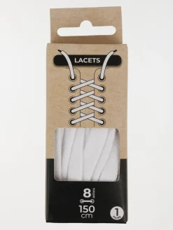 Lacets plats blancs 150 cm 8 oeillets