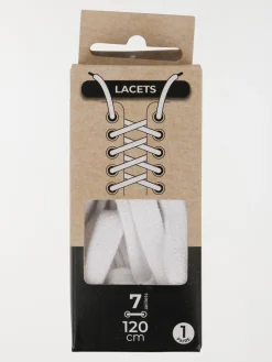 Lacets plats blancs 120 cm 7 oeillets