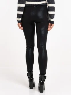 Legging noir effet brillant femme