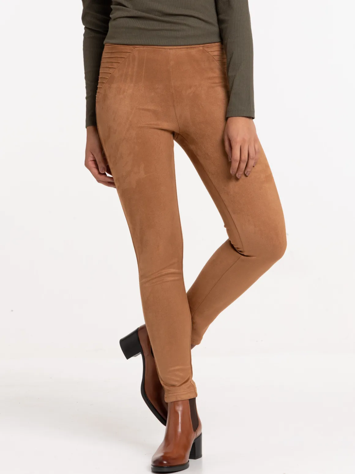 Legging suédine camel femme