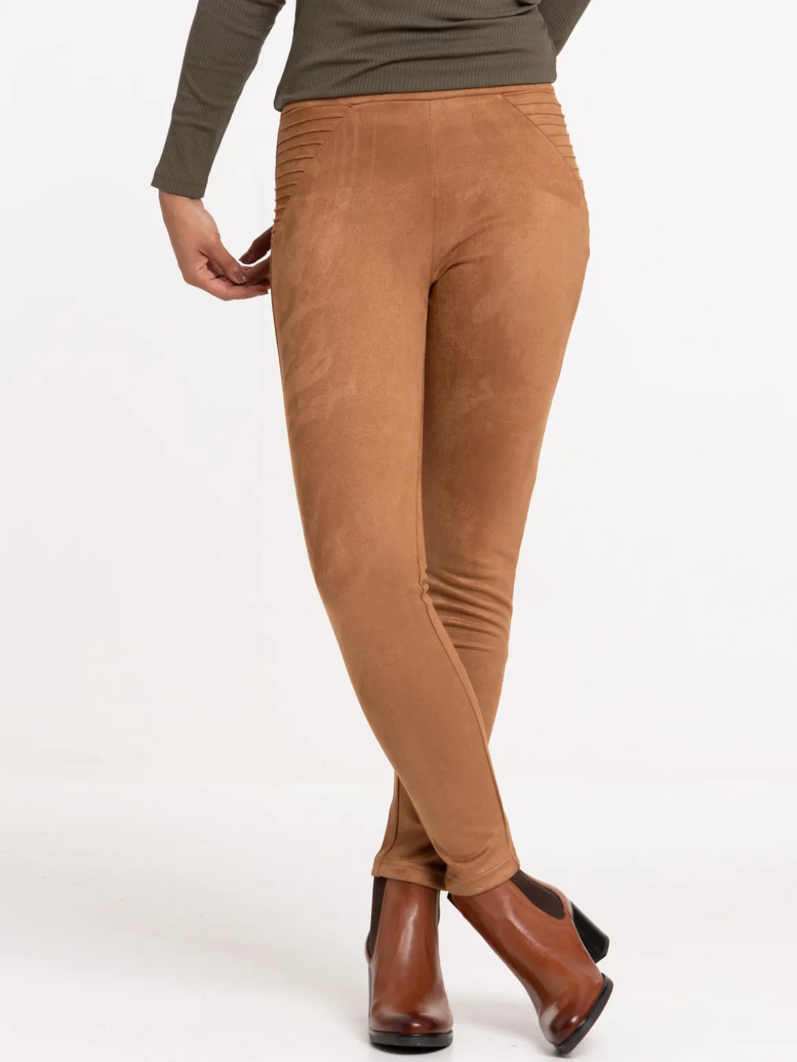 Legging suédine camel femme