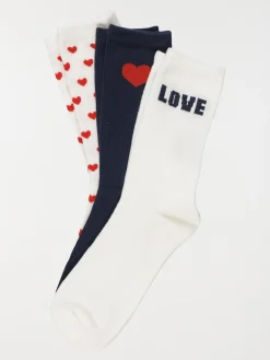 Lot 3 paires chaussettes coeurs femme