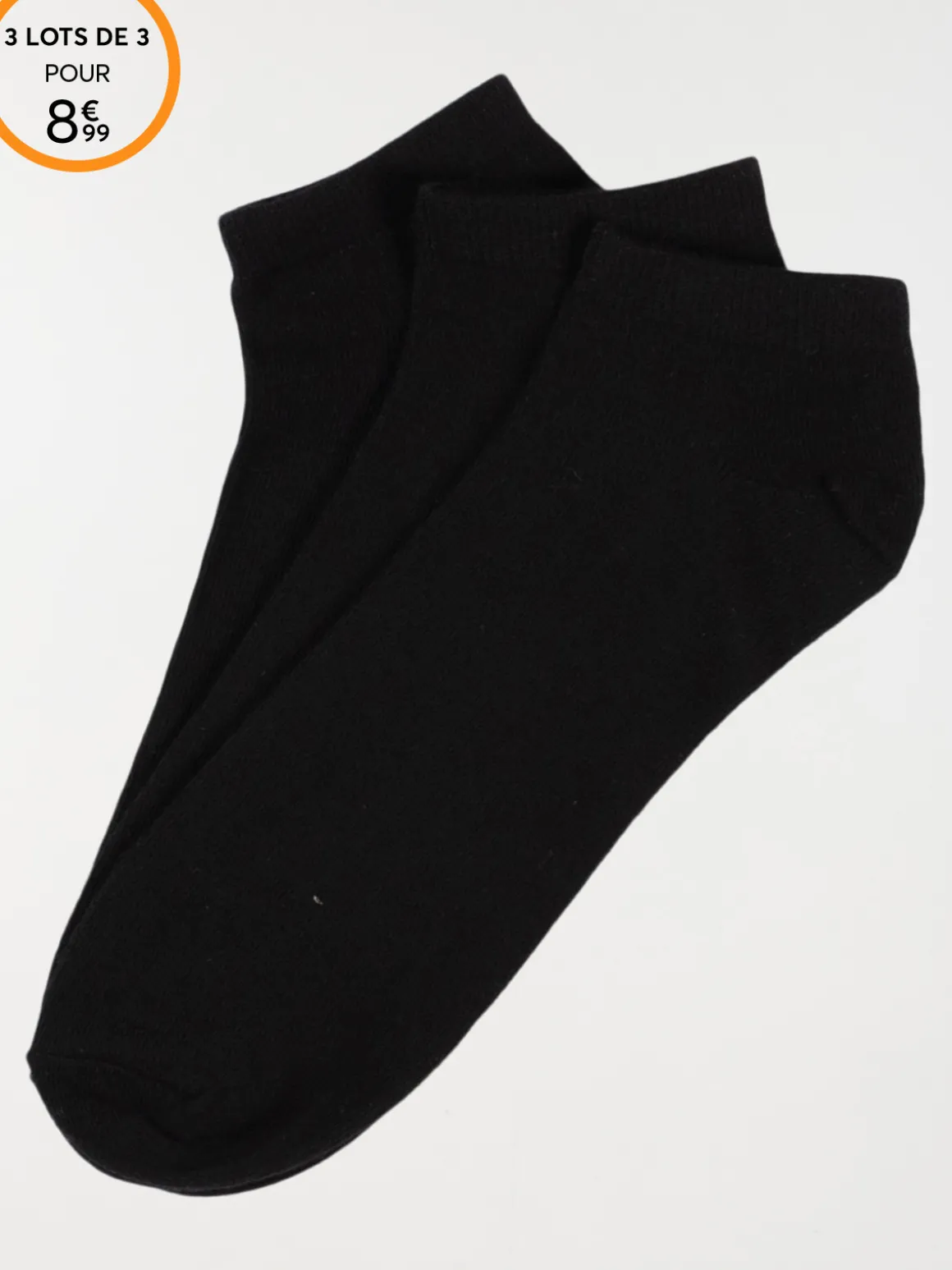 Lot 3 paires de socquettes noires homme