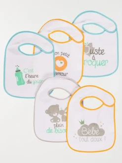 Lot de 5 bavoirs à message