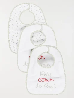Lot de 3 bavoirs petit coeur bébé
