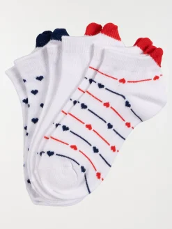 Lot de 3 chaussettes basses coeur fille