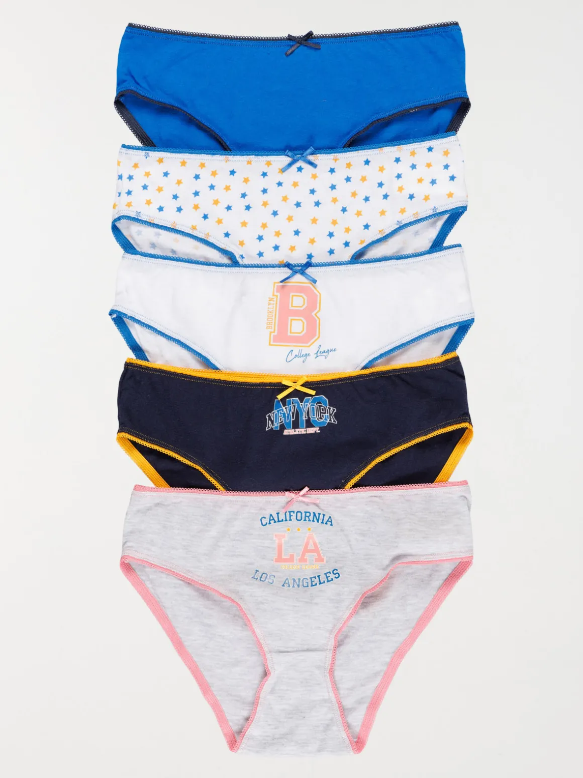 Lot de 5 culottes collège fille