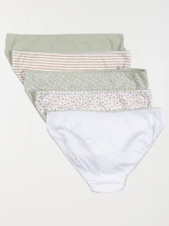 Lot de 5 culottes imprimés sauge femme