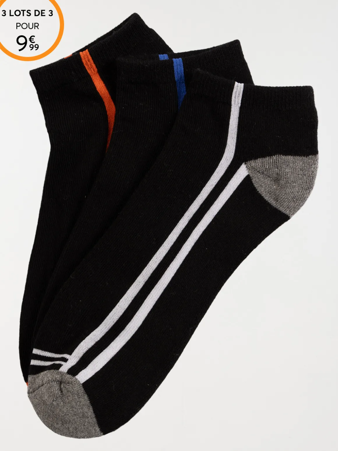 Lot de 3 paires chaussettes basses homme