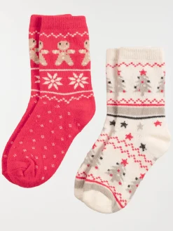 Lot de 2 paires chaussettes noël femme