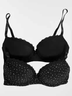 Lot de 2 soutiens-gorge noirs fille