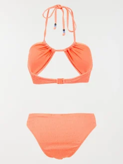 Maillot de bain 2 pièces corail femme