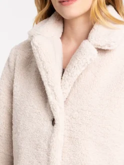 Manteau sherpa écru femme
