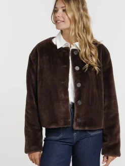 Manteau tout doux marron femme
