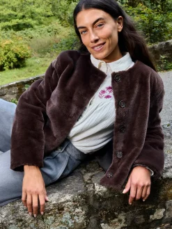 Manteau tout doux marron femme