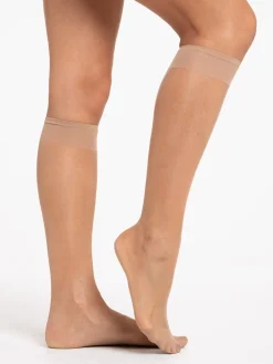 Mi-bas voile lot de 2 beige femme