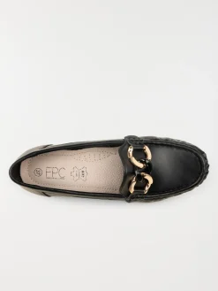 Mocassin noir détail doré femme (36-41)
