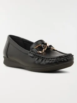 Mocassin noir détail doré femme (36-41)