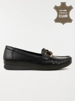 Mocassin noir détail doré femme (36-41)