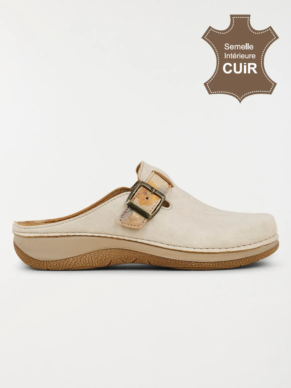 Mule fermée confort femme beige (36-42)