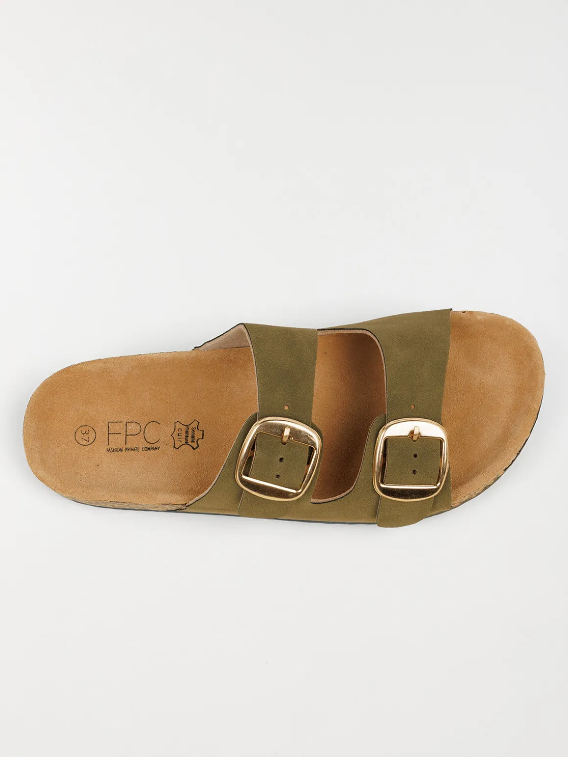 Mule plate 2 brides femme vert (36-41)