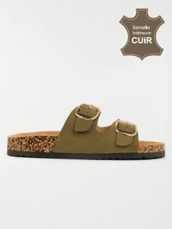 Mule plate 2 brides femme vert (36-41)