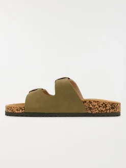 Mule plate 2 brides femme vert (36-41)