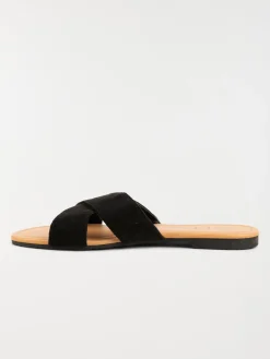 Mule plate velours noire femme (36-41)