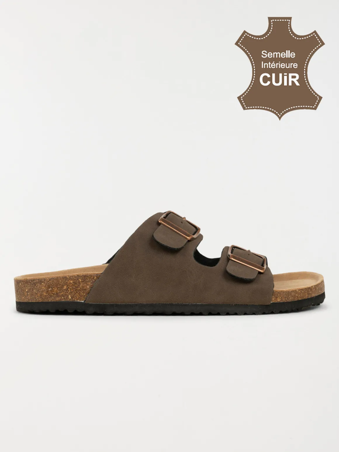 Mules 2 boucles femme marron (37-42)