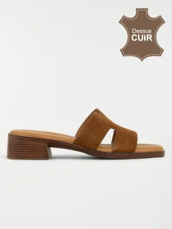 Mules à talon femme tan (36-41)