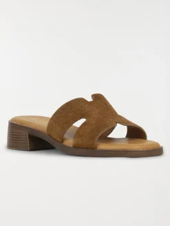 Mules à talon femme tan (36-41)