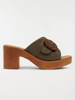 Mules à talon haut kaki femme (36-41)