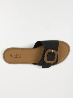 Mules boucle carrée femme noir (36-41)