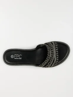 Mules brides tressées femme noir (36-41)