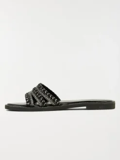 Mules brides tressées femme noir (36-41)