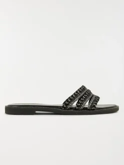 Mules brides tressées femme noir (36-41)