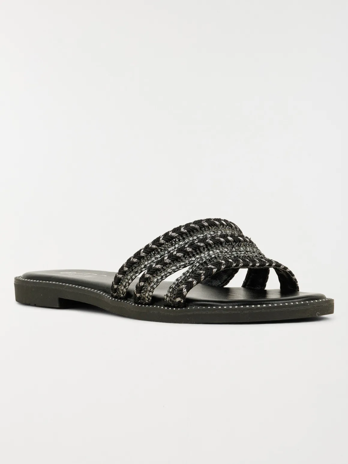 Mules brides tressées femme noir (36-41)