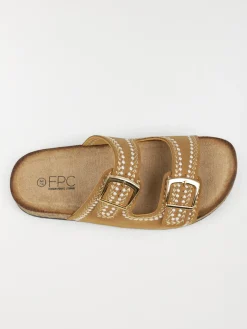 Mules brodées femme camel (36-41)