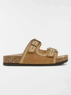 Mules brodées femme camel (36-41)