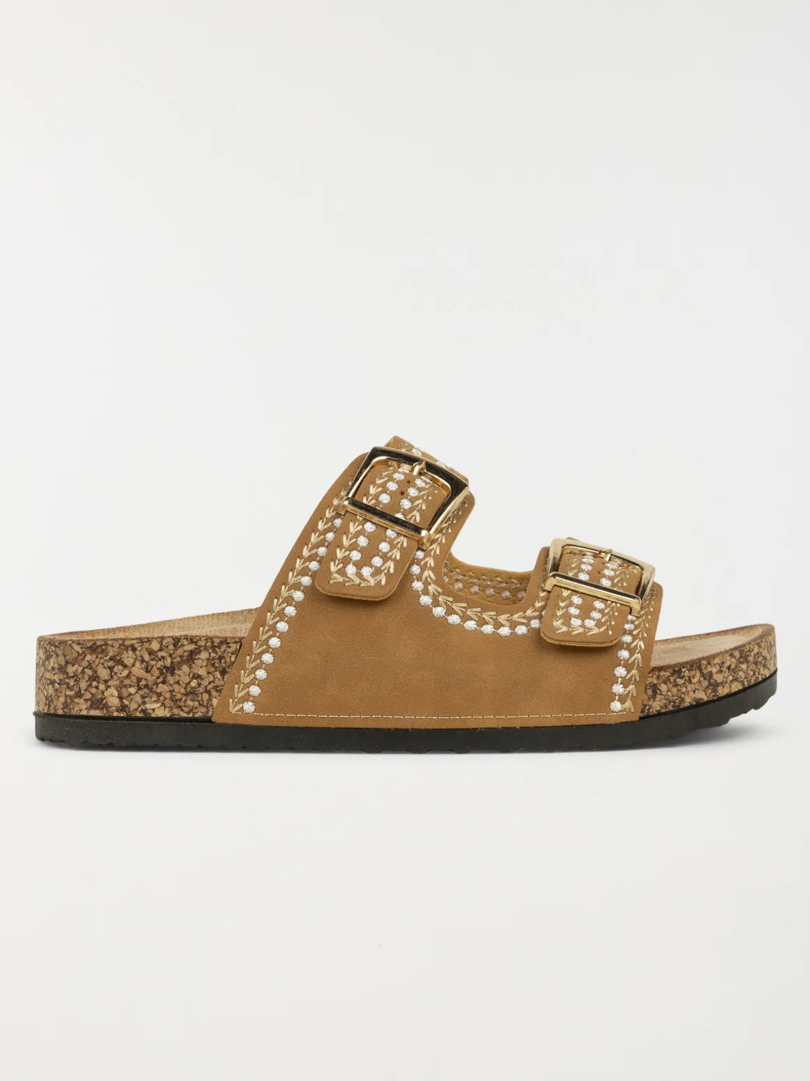 Mules brodées femme camel (36-41)