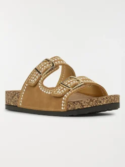 Mules brodées femme camel (36-41)