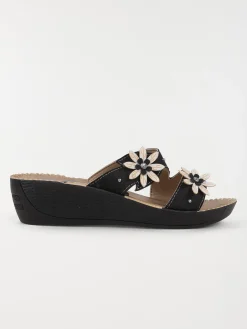 Mules confort fleurs femme noir (36-41)