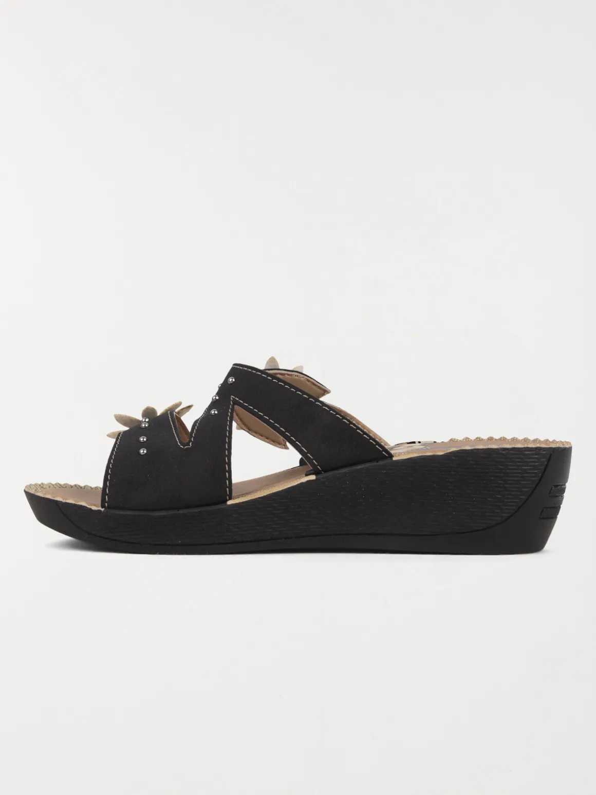Mules confort fleurs femme noir (36-41)