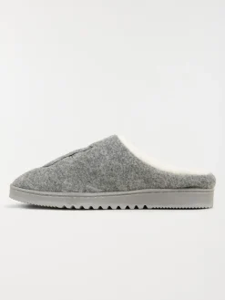 Mules grises lapin brodé femme (36-41)