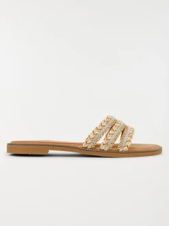 Mules plates brides strass femme (36-41)