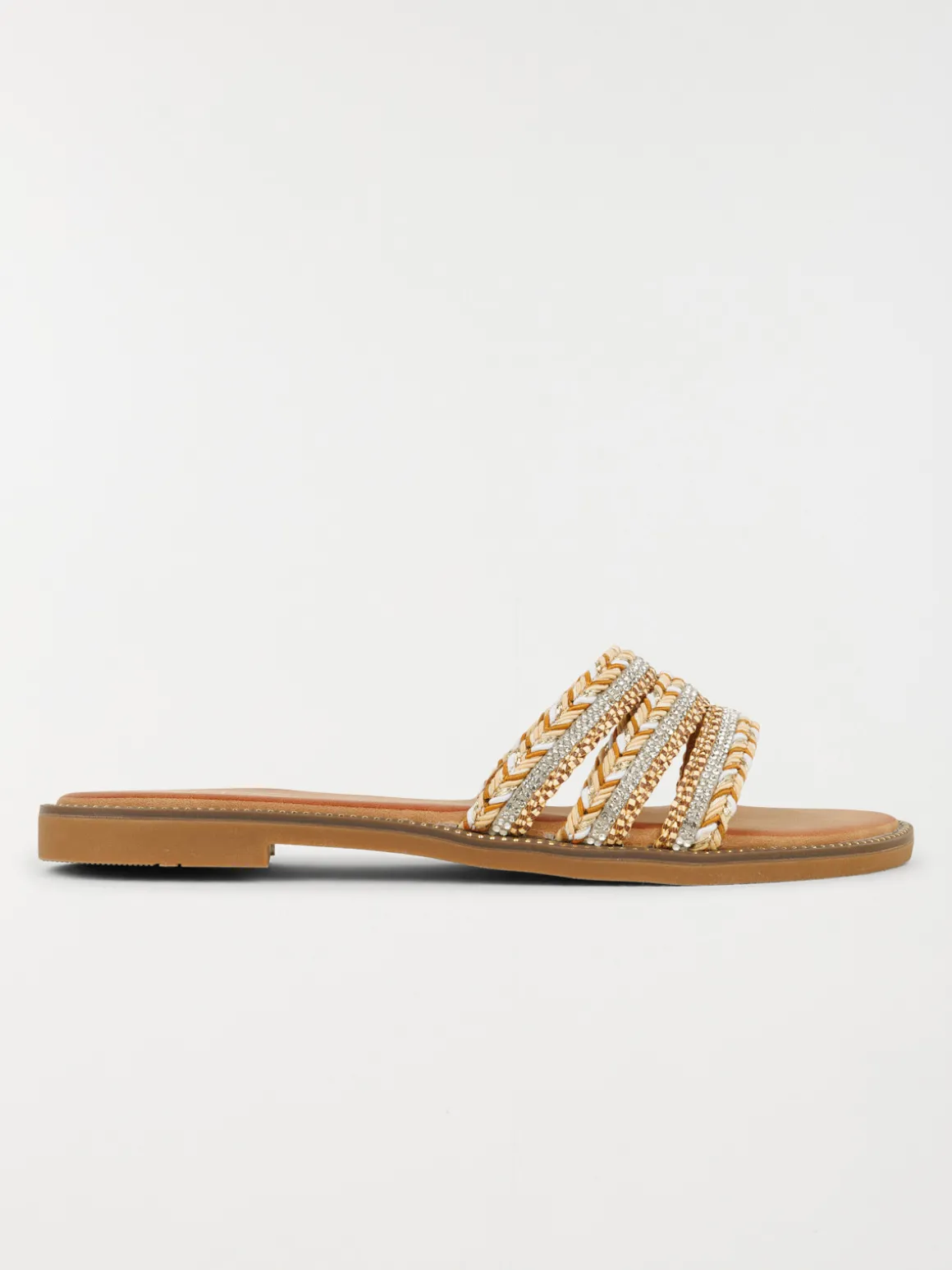 Mules plates brides strass femme (36-41)