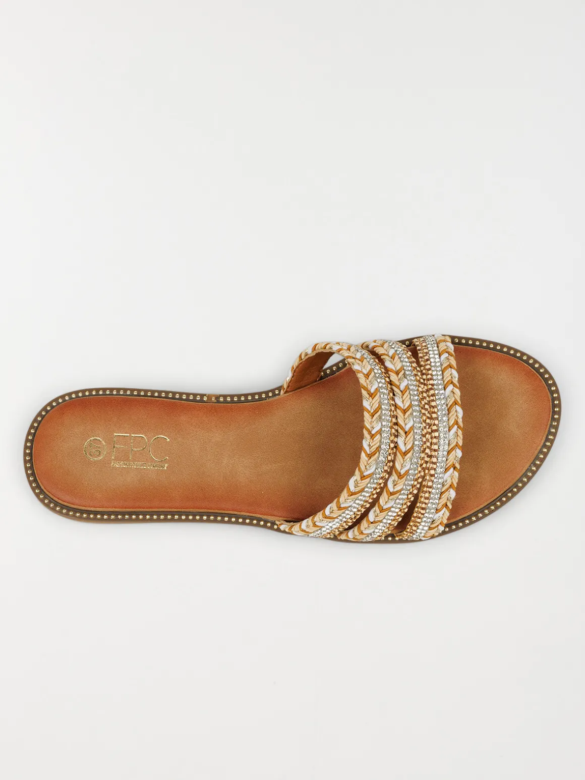 Mules plates brides strass femme (36-41)