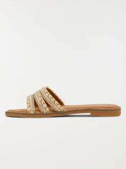 Mules plates brides strass femme (36-41)