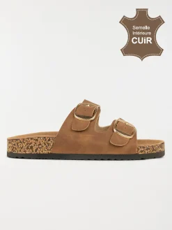 Mules plates femme marron (36-41)