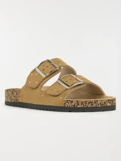 Mules studs dorés femme camel (36-41)